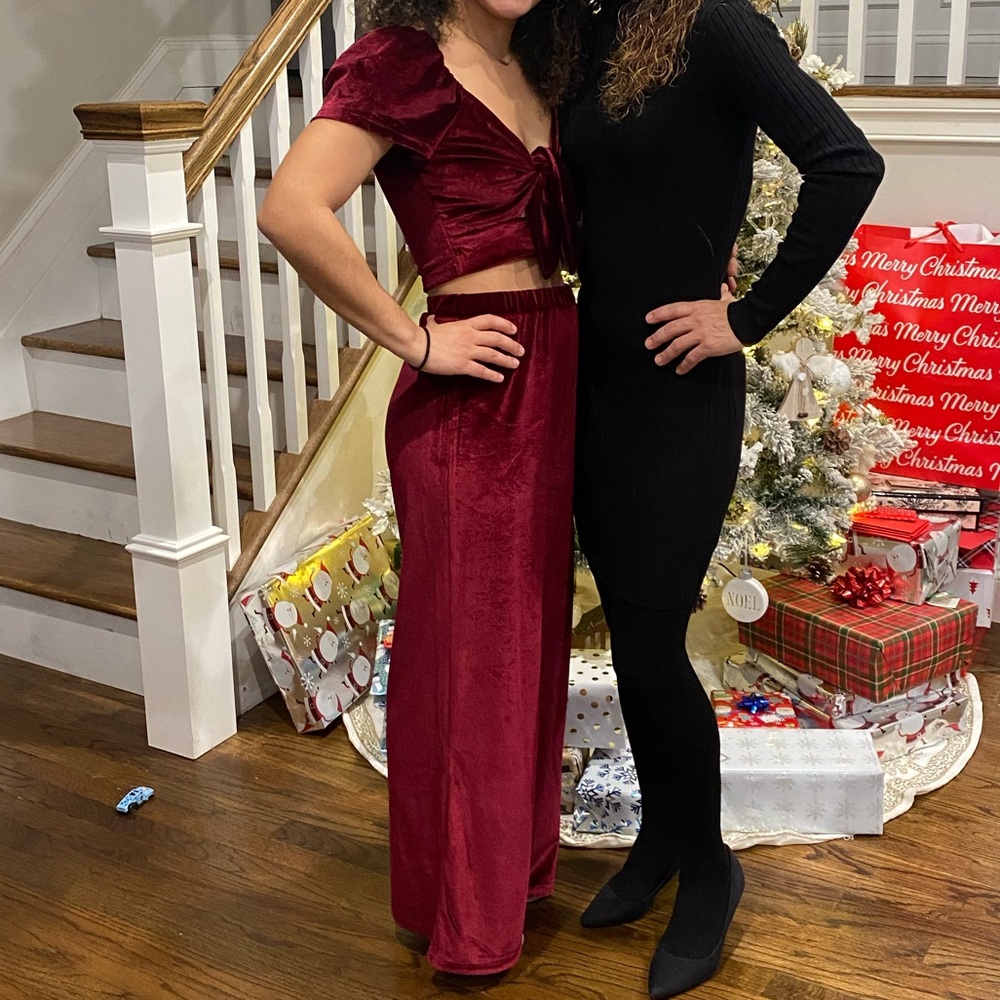 Lulus burgundy two-piece set jumpsuit